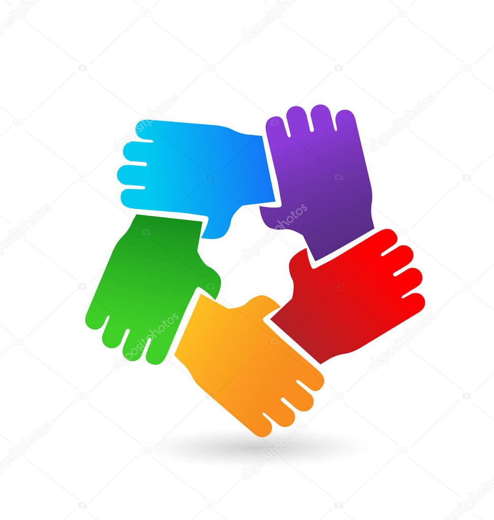 Group of protecting hands icon