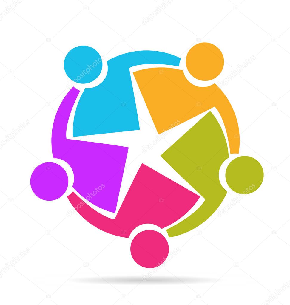 Teamwork group working together icon