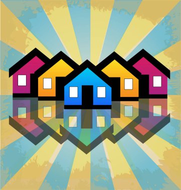 Grup ev, mahalle vektör