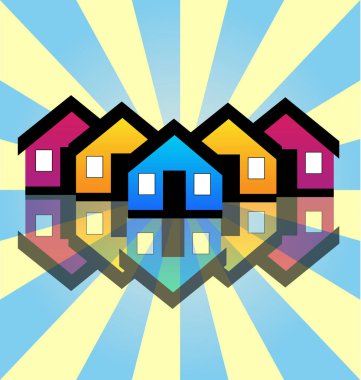 Grup ev, mahalle vektör