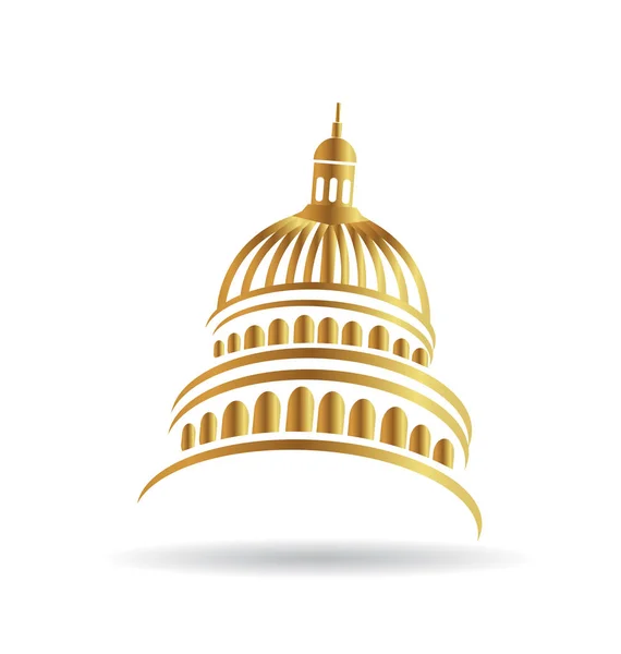 Capitol gold building icon — Stock Vector