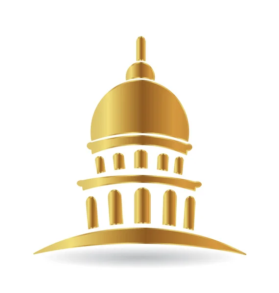 Capitol gold building icon — Stock Vector