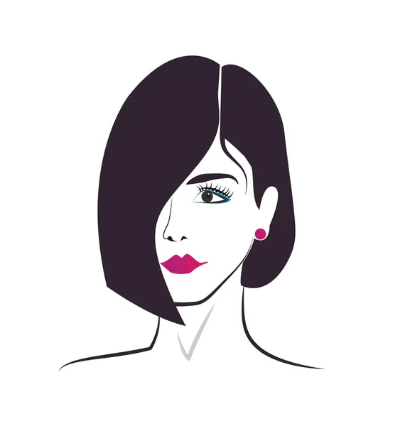 Hermosa mujer icono de salón de pelo — Vector de stock