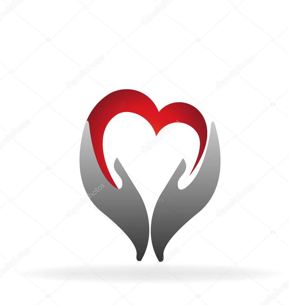 Hands and heart together icon