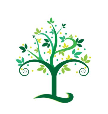 Çevre izole yeşil ağaç simgesiyle