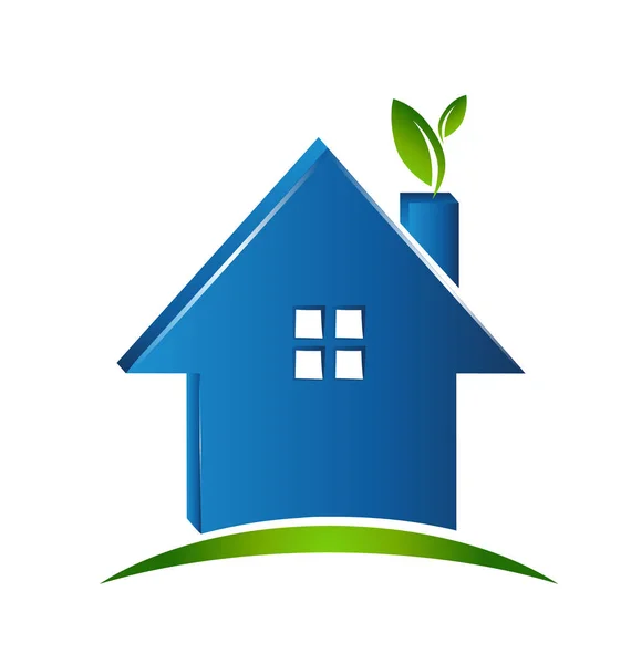 简单的房子绿色环境图标 — 图库矢量图片