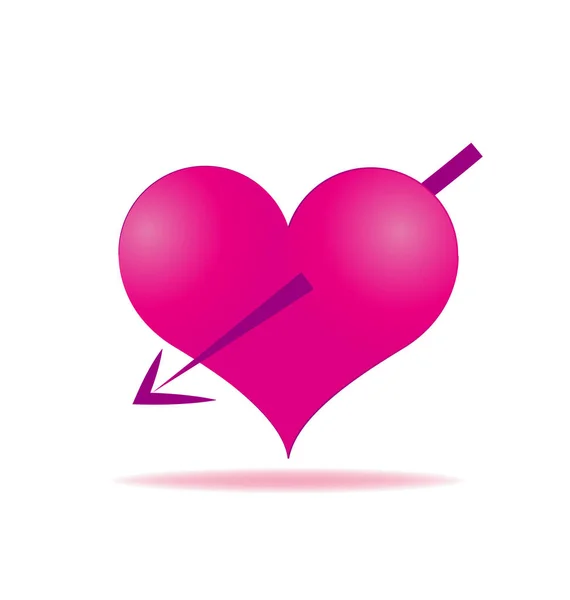 Rózsaszín szív nyíl piercing ikon-vektoros — Stock Vector