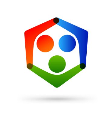 Sosyal medya logo tasarım vektör şablonu. Ekip çalışması internet insanlar.