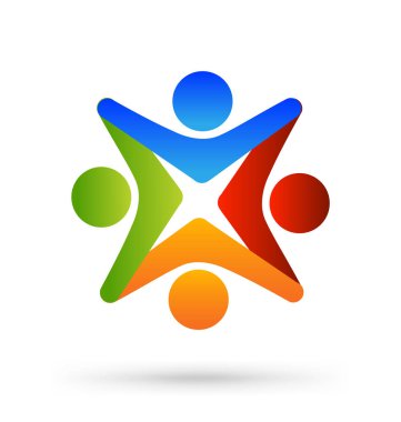 Sosyal medya logo tasarım vektör şablonu. Ekip çalışması internet insanlar.