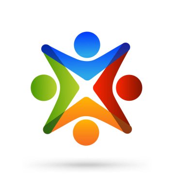 Sosyal medya logo tasarım vektör şablonu. Ekip çalışması internet insanlar.