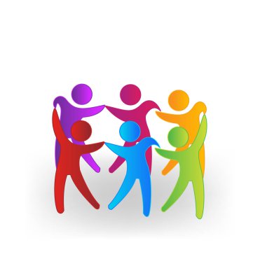 Parti mutlu takım çalışması insanlar logo vektör şablonu