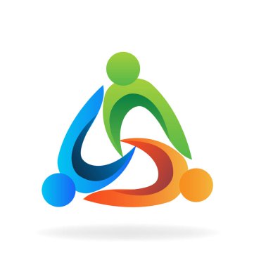 Takım çalışması iş adamları geri dönüşüm sembolü logo şablonu