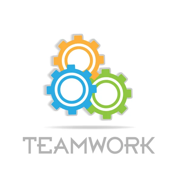 Teamwork werkende versnellingen, Gemeenschap vector pictogram — Stockvector