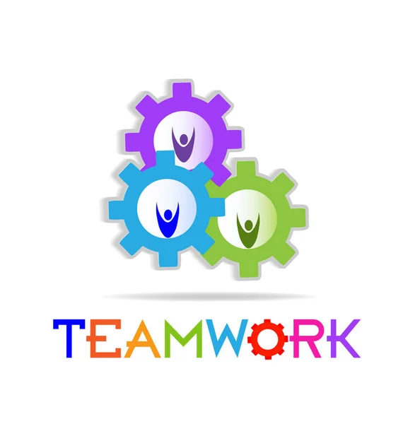 Teamwork working gears, community vector icon — Stock Vector