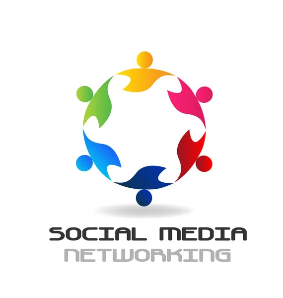 Logo trabajo en equipo redes sociales — Vector de stock