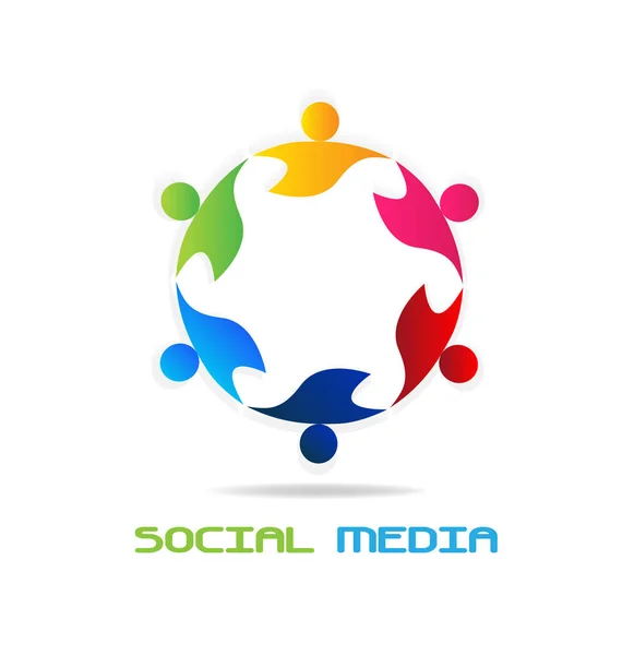 Logo lavoro di squadra social media networking — Vettoriale Stock
