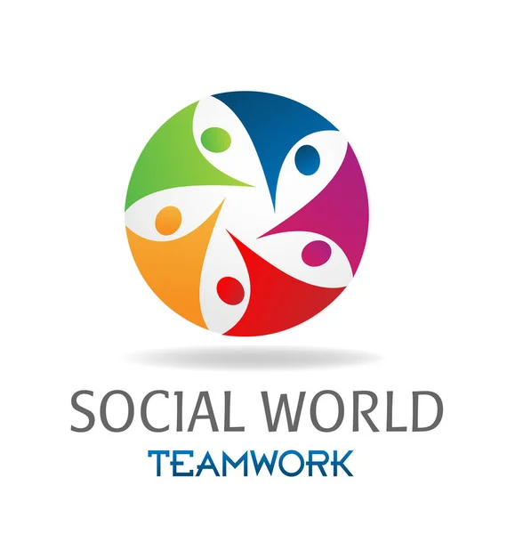 Lavoro di squadra social world networking, progettazione vettoriale — Vettoriale Stock