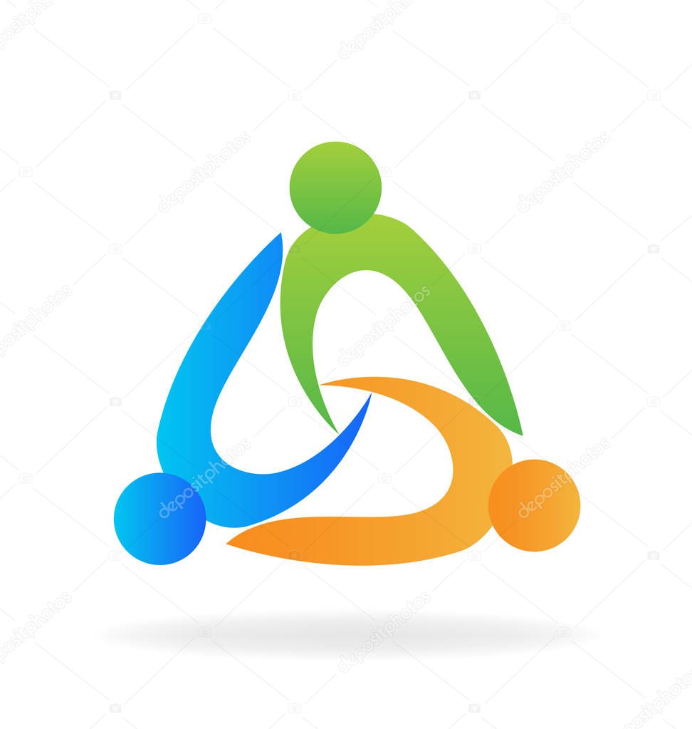 Teamwork business people recycle symbol logo template