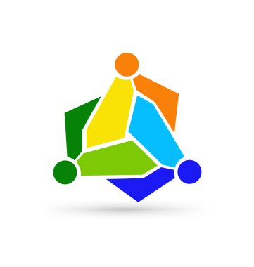 Sosyal ağ logosu, Grup 3 kişi iş adam. Vektör tasarımı