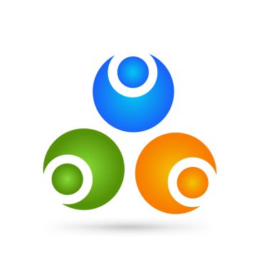 Sosyal ağ logosu, Grup 3 kişi iş adam. Vektör tasarımı