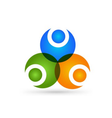 Sosyal ağ logosu, Grup 3 kişi iş adam. Vektör tasarımı