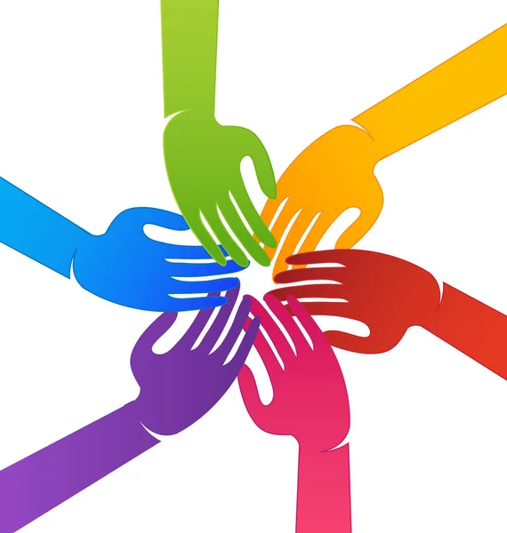 Différentes mains colorées se réunissant pour le changement, icône — Image vectorielle