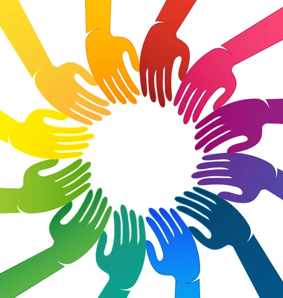 Différentes mains colorées se réunissant pour le changement, icône — Image vectorielle