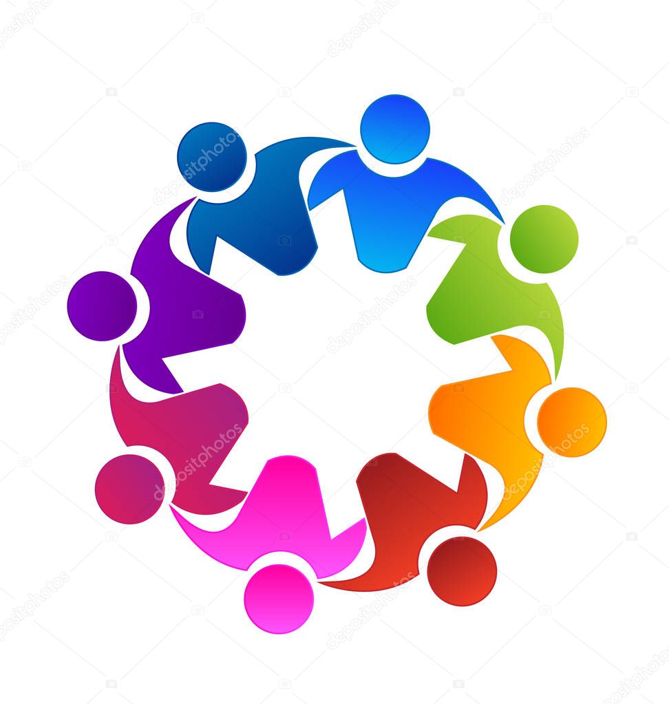 Teamwork group of friends, icon vector illustration