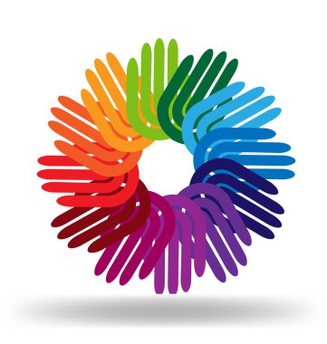 Renkli daire grup vektör simgesi elinde