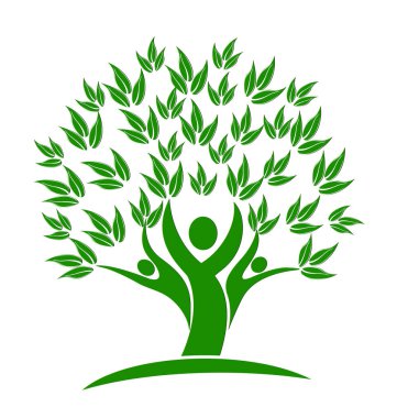 Yeşil ağaç doğa insanlar kavramı logo vektör