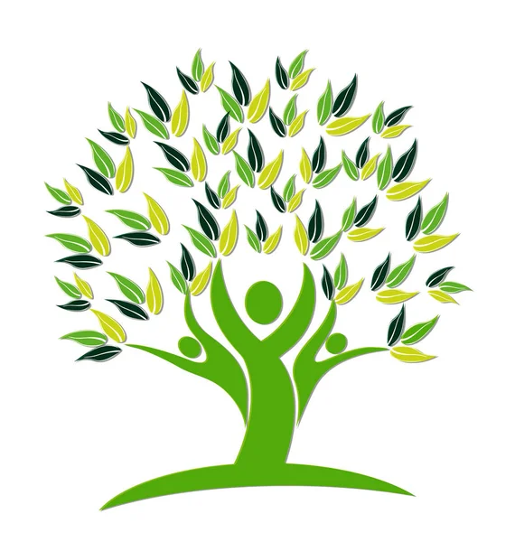 Πράσινο δέντρο φύση άνθρωποι έννοια λογότυπο φορέα — Διανυσματικό Αρχείο