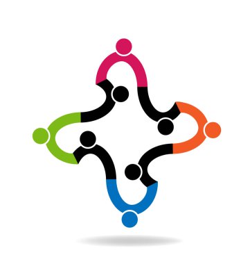 Dost insanları soyut şekil simge takım