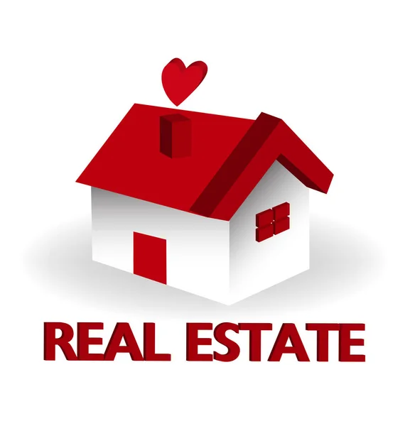 Immobiliare casa rossa logo vettoriale — Vettoriale Stock
