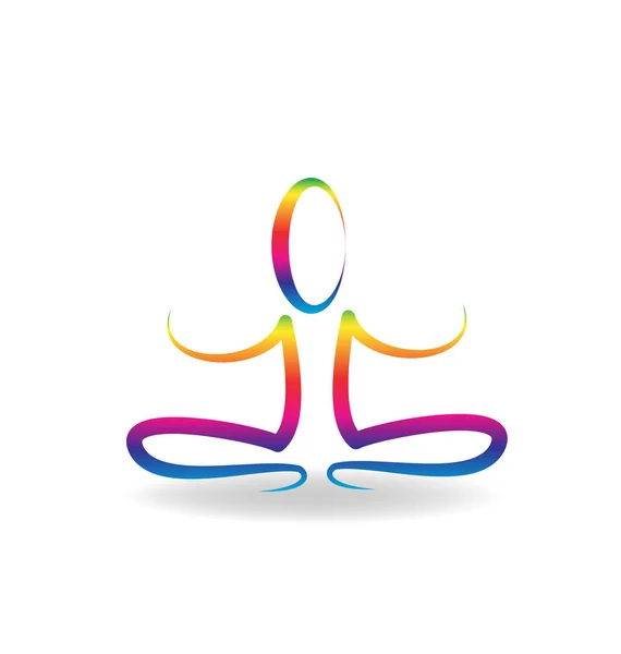 Kleurrijke yoga, mediteren persoon geïsoleerde vector — Stockvector