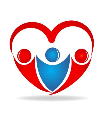 Dostluk sevgi kalp şekli logo tasarım vektör simgesi