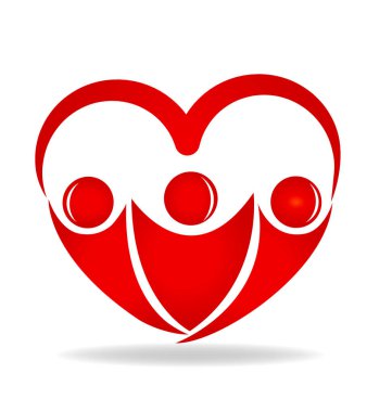 Dostluk sevgi kalp şekli logo tasarım vektör simgesi