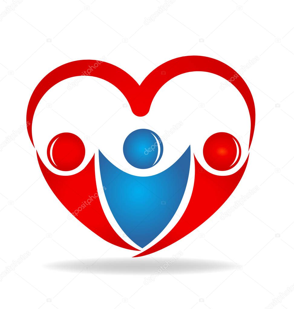 Friendship love heart shape logo design vector icon