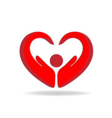 Eller koruma kalp şekli logo vektör