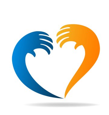 Temsil eden bir kalp, Sevgililer simgesi logo eller