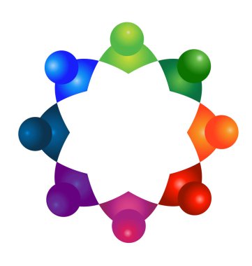 Parti logo sosyal ağ sarılma insanları konsept yıldız şekli vektör tasarımı