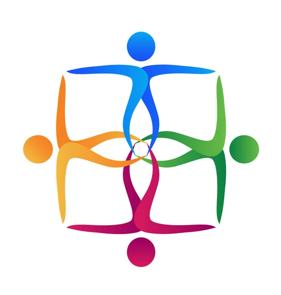 Logo travail d'équipe gens amis vecteur — Image vectorielle