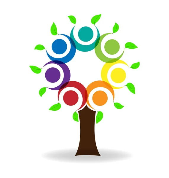 Ομαδική εργασία δέντρο ενότητας άτομα λογότυπο φορέα σχεδιασμού — Διανυσματικό Αρχείο
