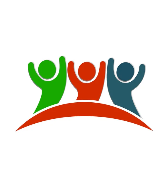 Logo pracy zespołowej szczęśliwy udanych ludzi wektor wzór — Wektor stockowy
