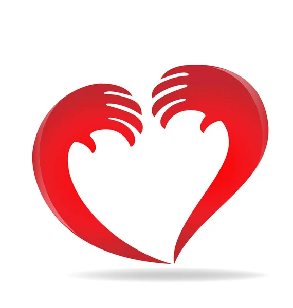 Mãos que representam um coração, logotipo do ícone dos namorados — Vetor de Stock