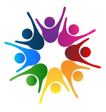 Başarı ekip çalışması mutlu insanlar logo vektör tasarımı