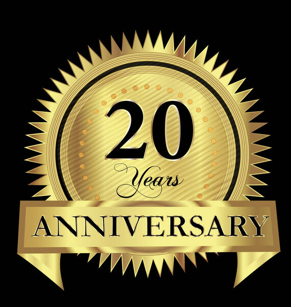 20 years anniversary gold seal logo vector design