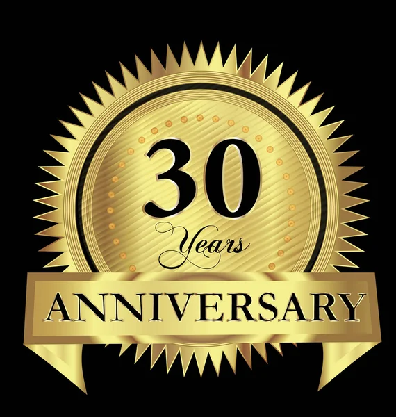 30 år jubileum gold seal Logotypdesign vektor — Stock vektor
