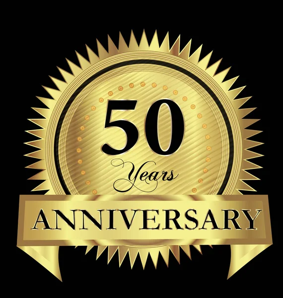 50 anni anniversario oro sigillo logo vettoriale design — Vettoriale Stock