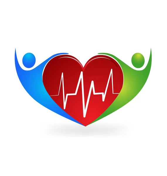 Medical logo caring a heart symbol vector icon — Stock Vector