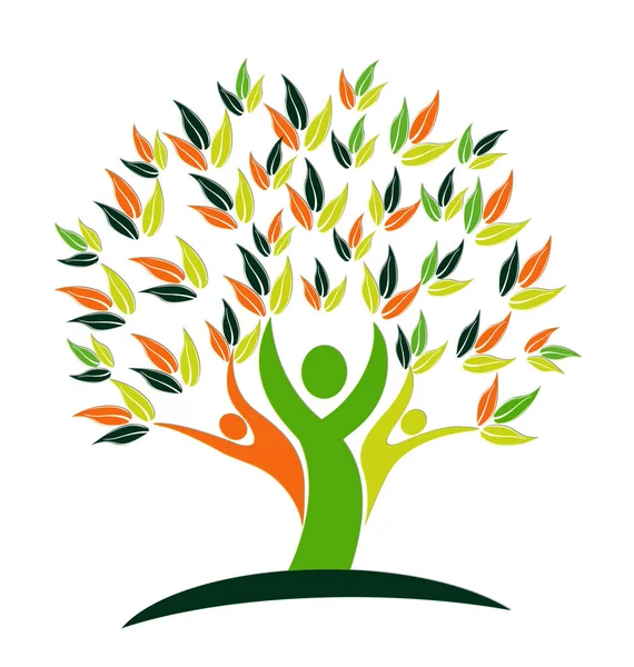 Logo wektor drzewo pracy zespołowej osób — Wektor stockowy